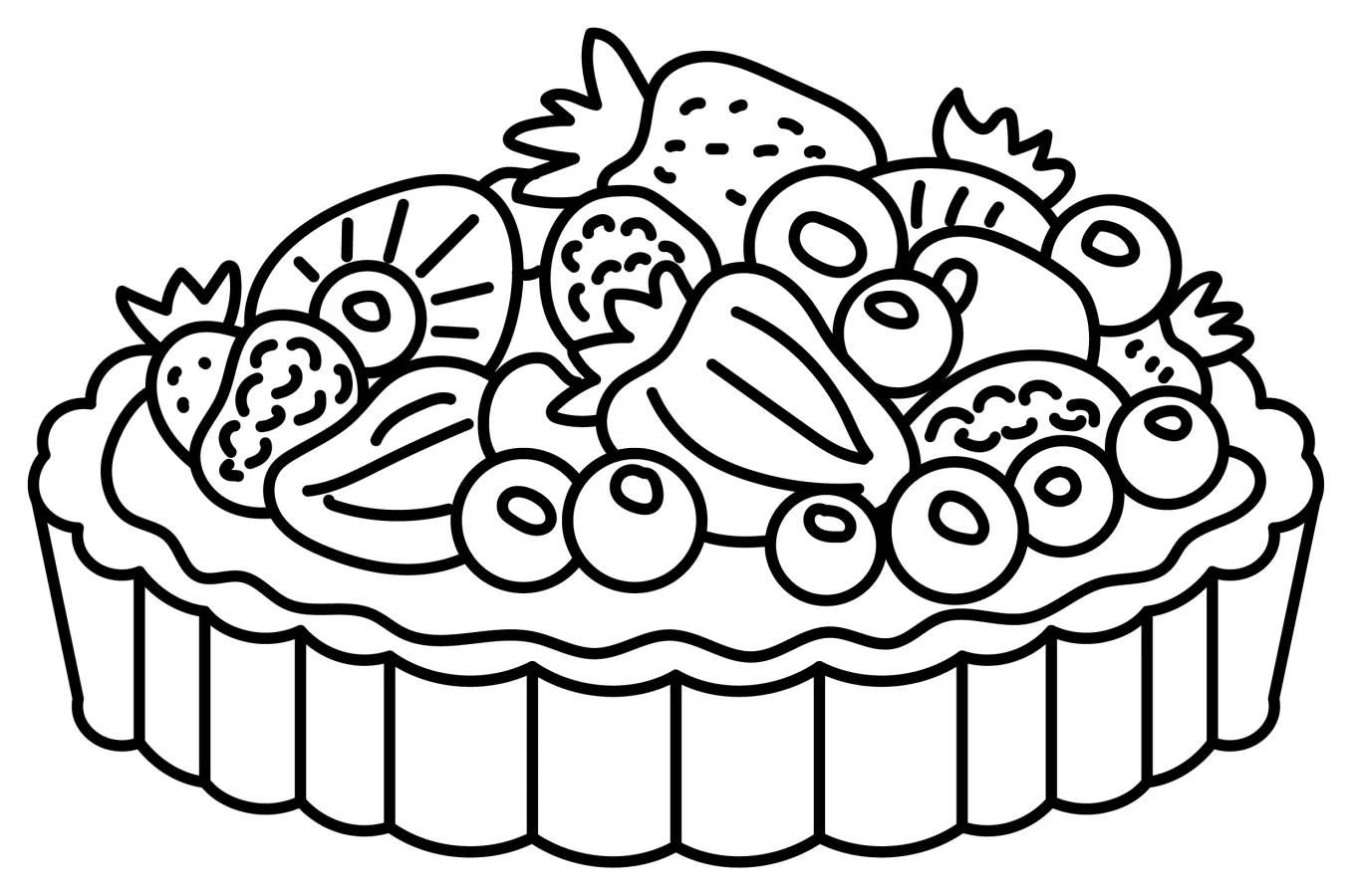 Berry Tart with Berries 🍓 Coloring Page
