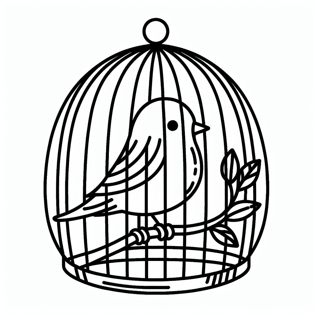 A Bird in a Cage 🐦🪟 Coloring Page