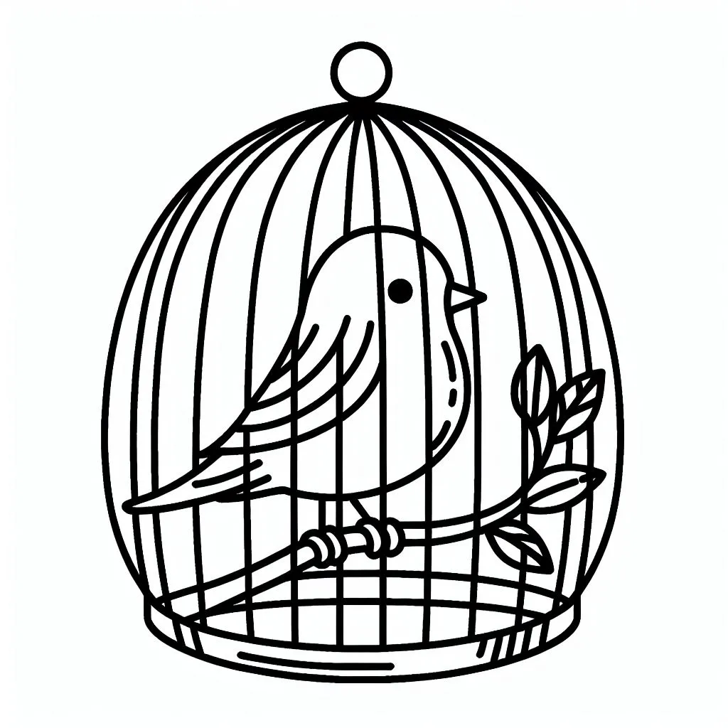 A Bird in a Cage 🐦🪟 Coloring Page