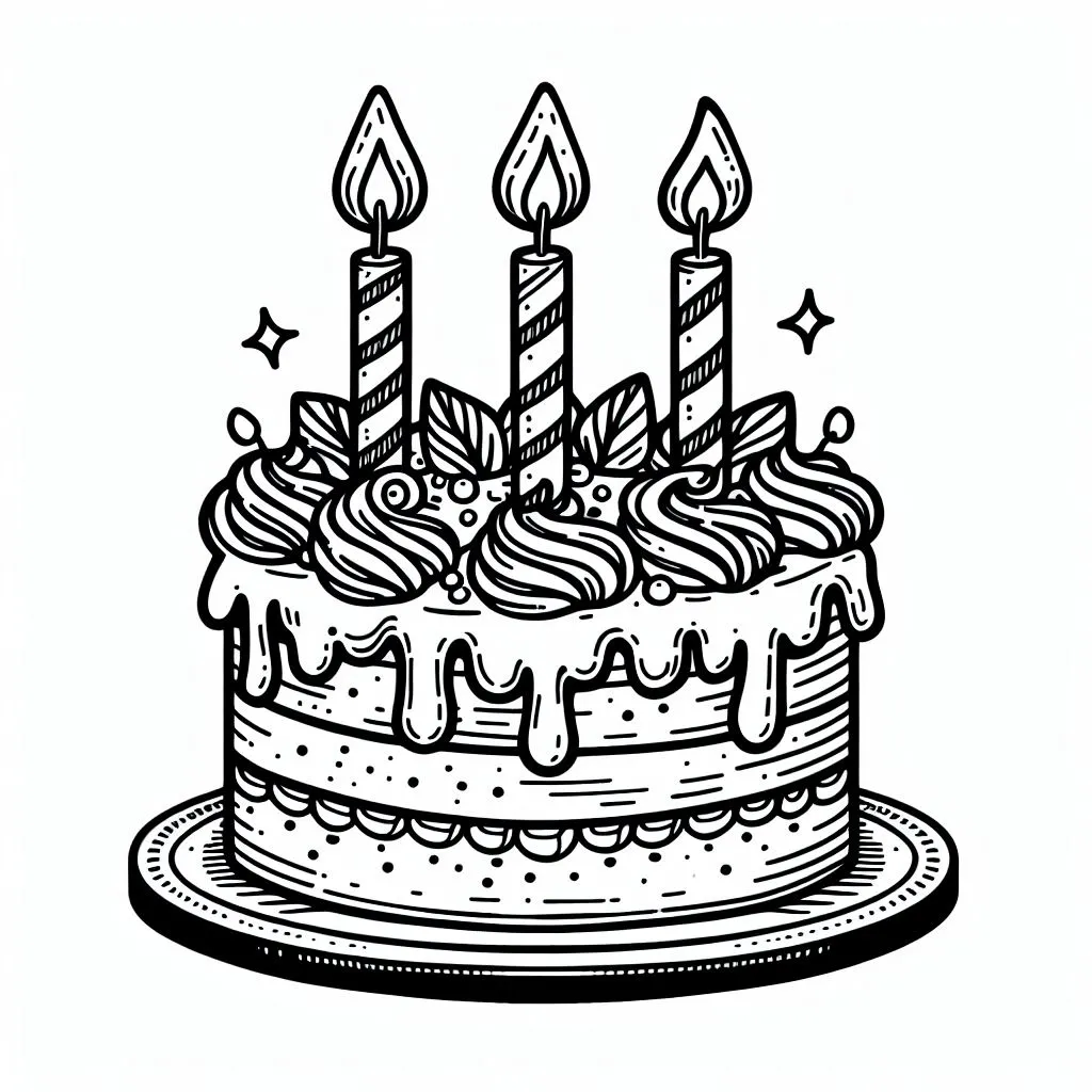 Birthday Cake with Candles 🎂🕯️ Coloring Page