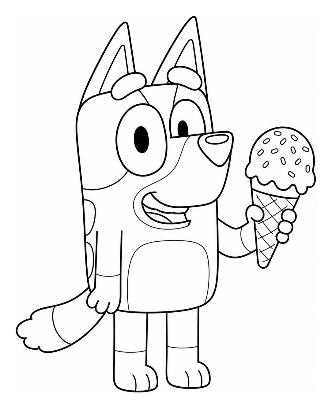 Bluey the Dog with Ice Cream and Sprinkles 🐶🍦🌈 Coloring Page