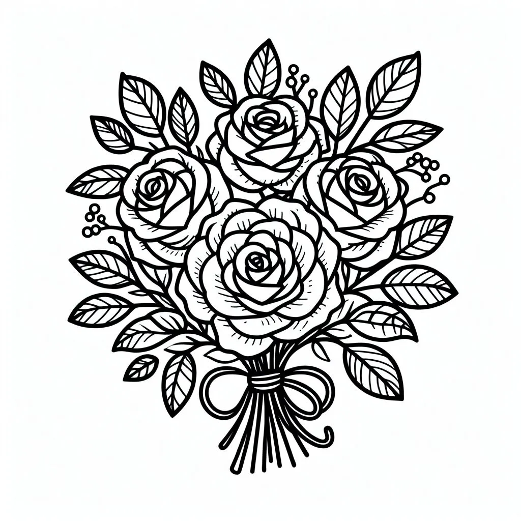 Bouquet of Roses 💐🌹 Coloring Page