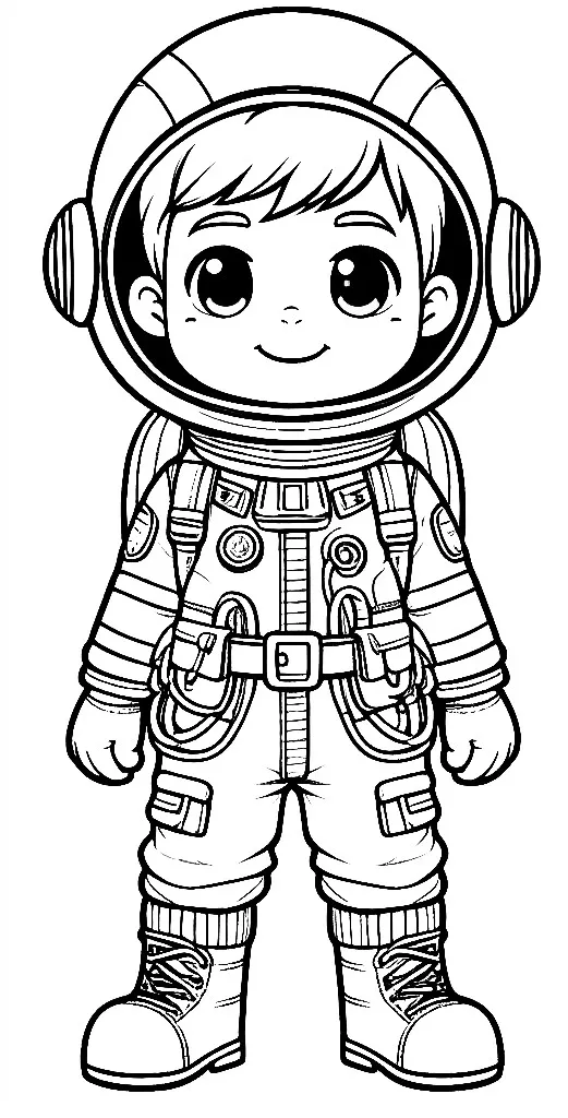 Boy in Astronaut Suit 🚀🌌👨‍🚀 Coloring Page