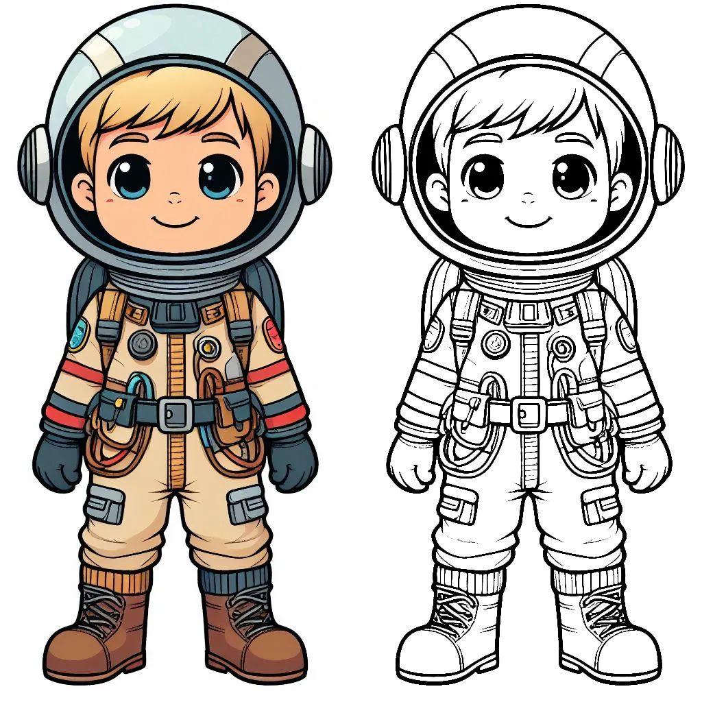 Boy in Astronaut Suit 🚀🌌👨‍🚀 Coloring Page