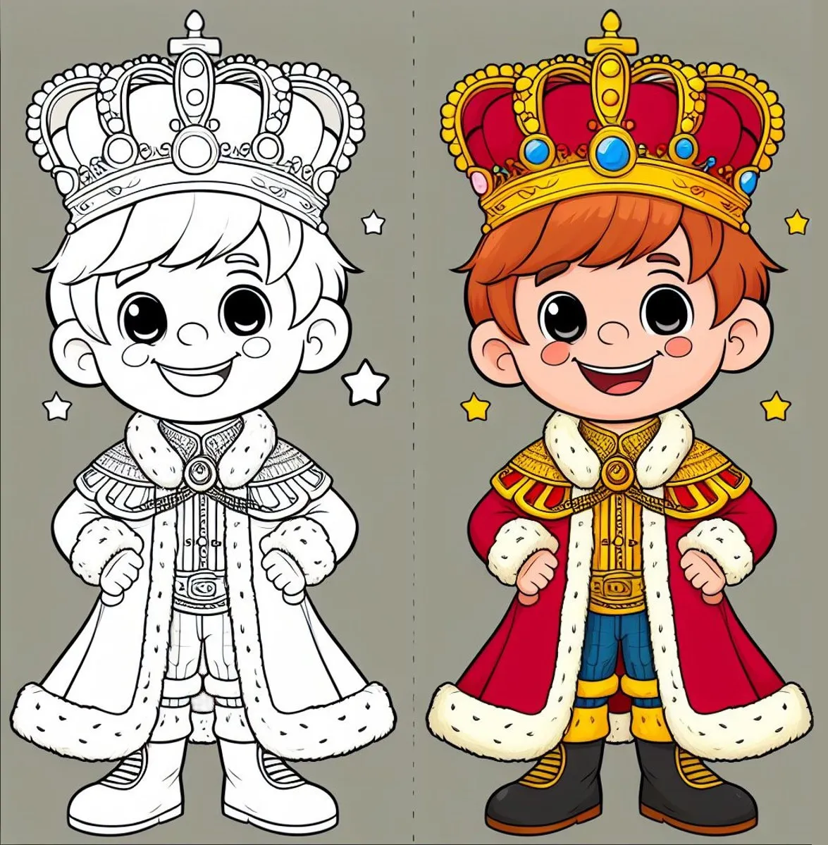 Boy Dressed Up as a King for Carnival 👑🎉 Coloring Page