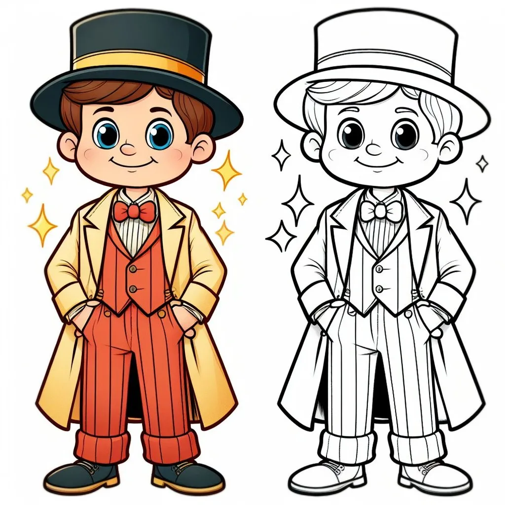 Boy Dressed up as an Actor 👦🎭 Coloring Page