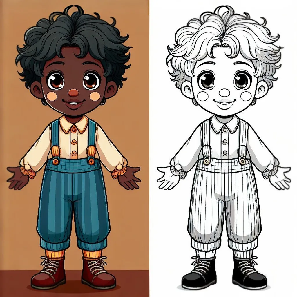 Boy Dressed Like a Clown for Carnival 👦🤡🎭 Coloring Page