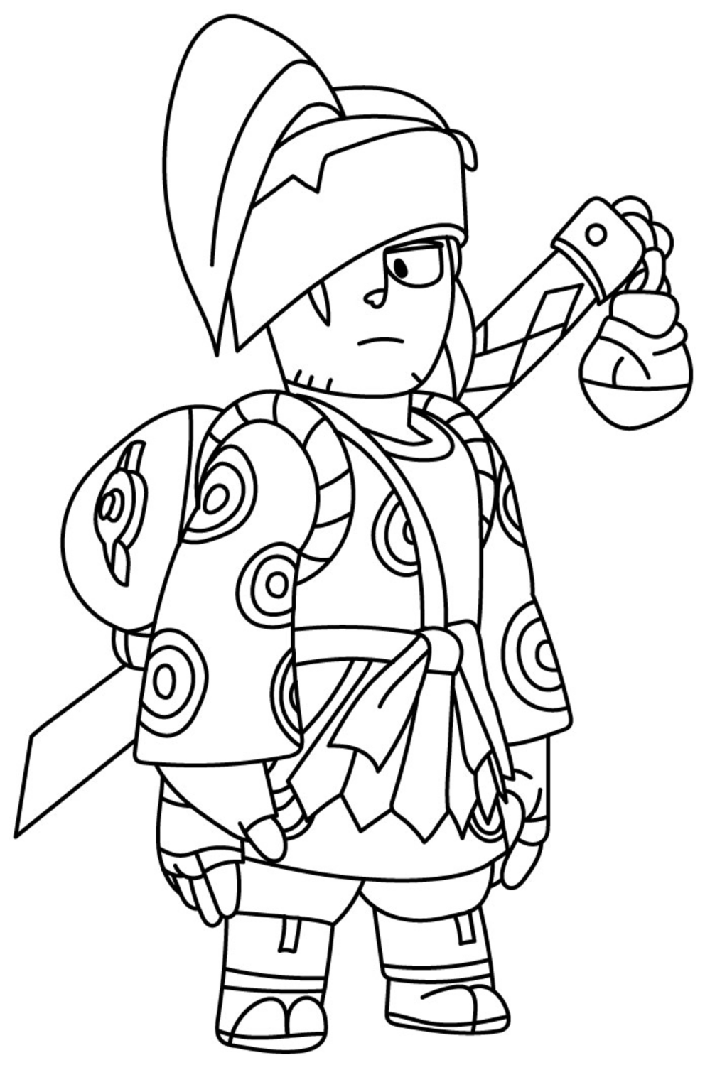 Brawl Stars Kenji, the Swift Sword-Wielding Assassin 🗡️🏃‍♂️💨 Coloring Page
