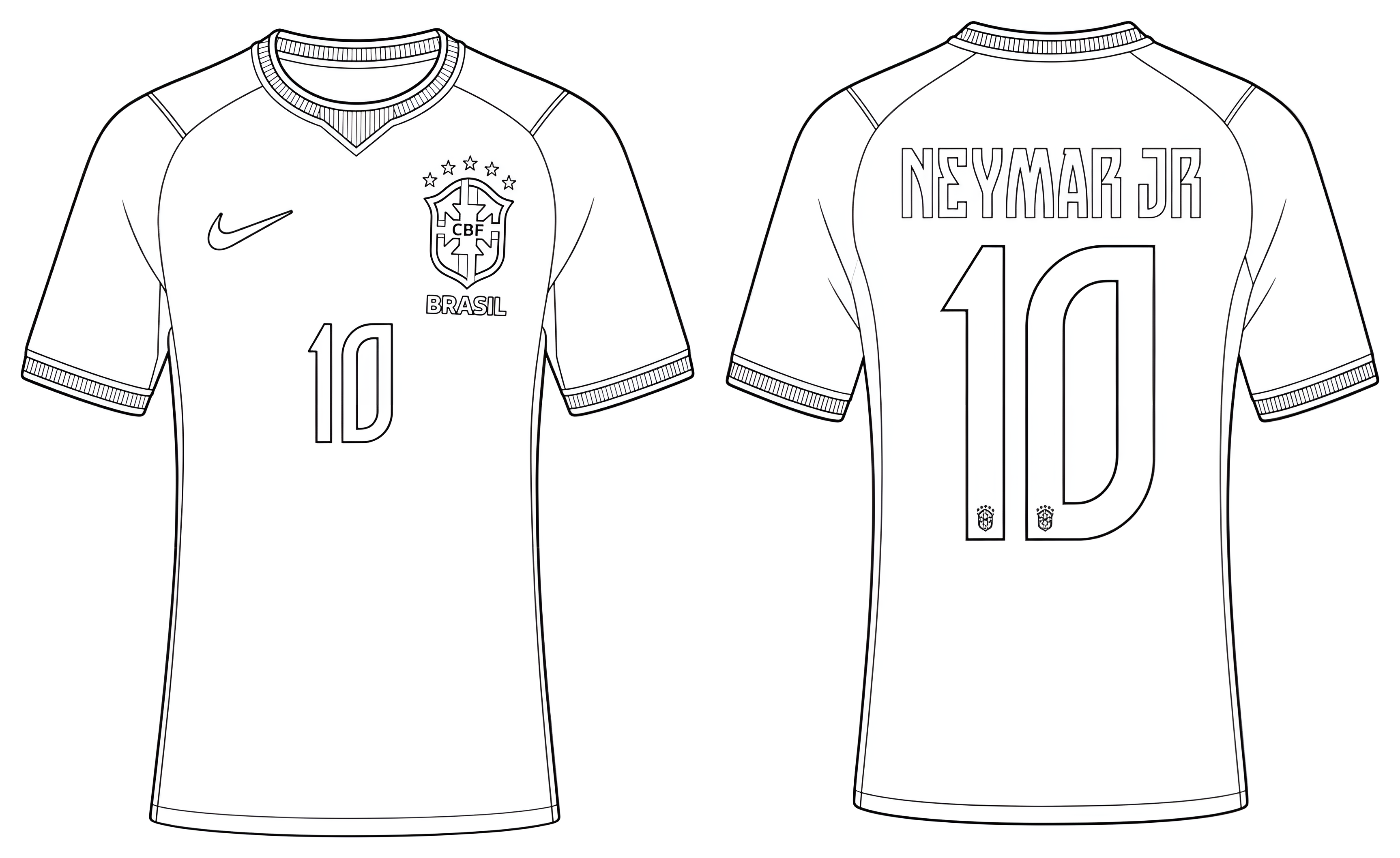 Brazil Neymar Jr. No. 10 2026 Soccer Football World Cup Jersey Shirt 🏆⚽🇧🇷 Coloring Page