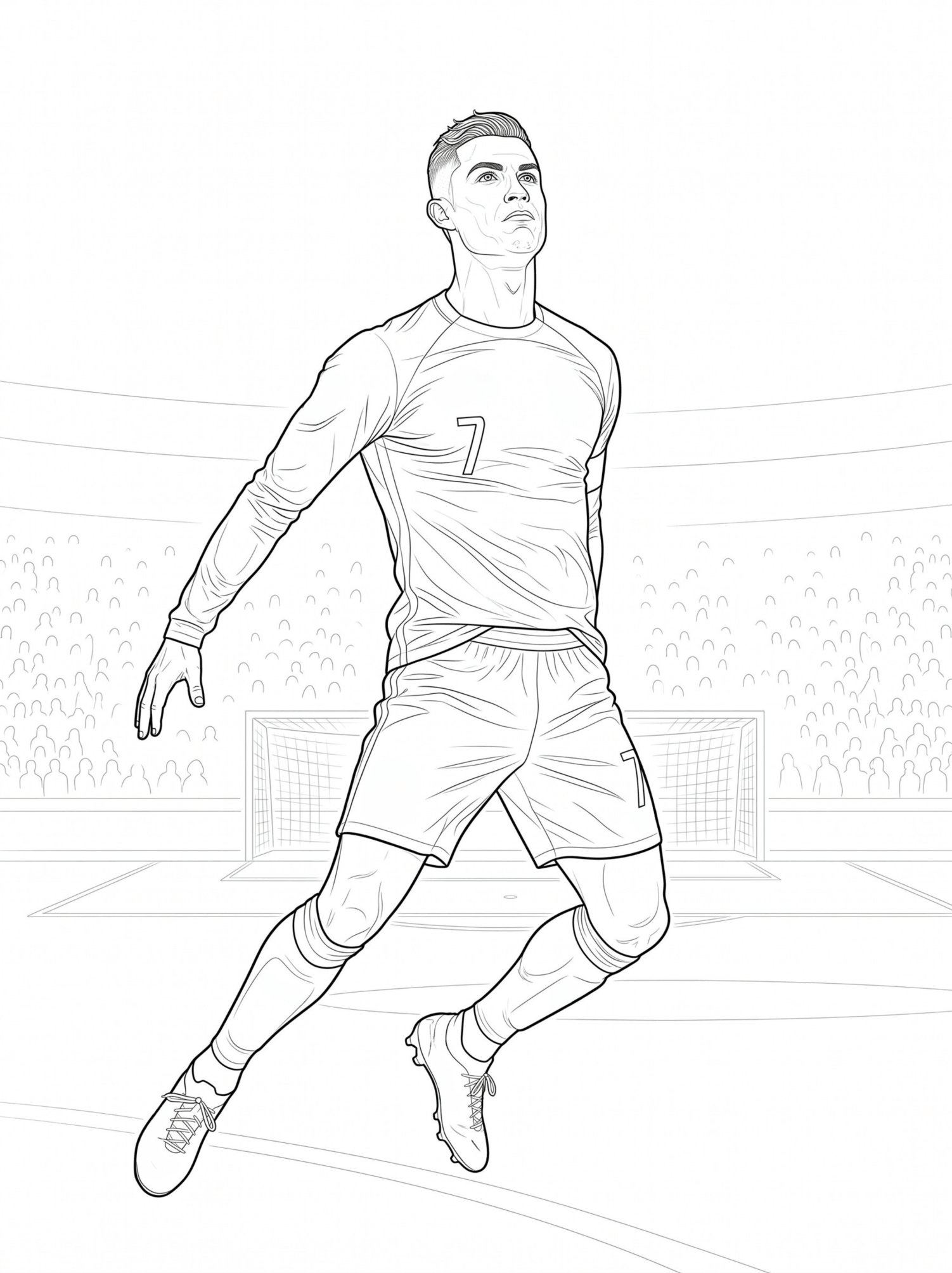 Brazilian Soccer Player Inspired by Ronaldo at World Cup 🏆⚽🇧🇷 Coloring Page
