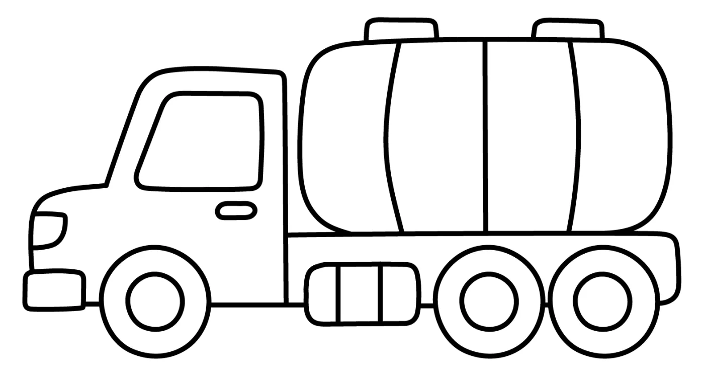 Bright Orange and Red Fuel Tanker Truck 🚚⛽️🚧 Coloring Page