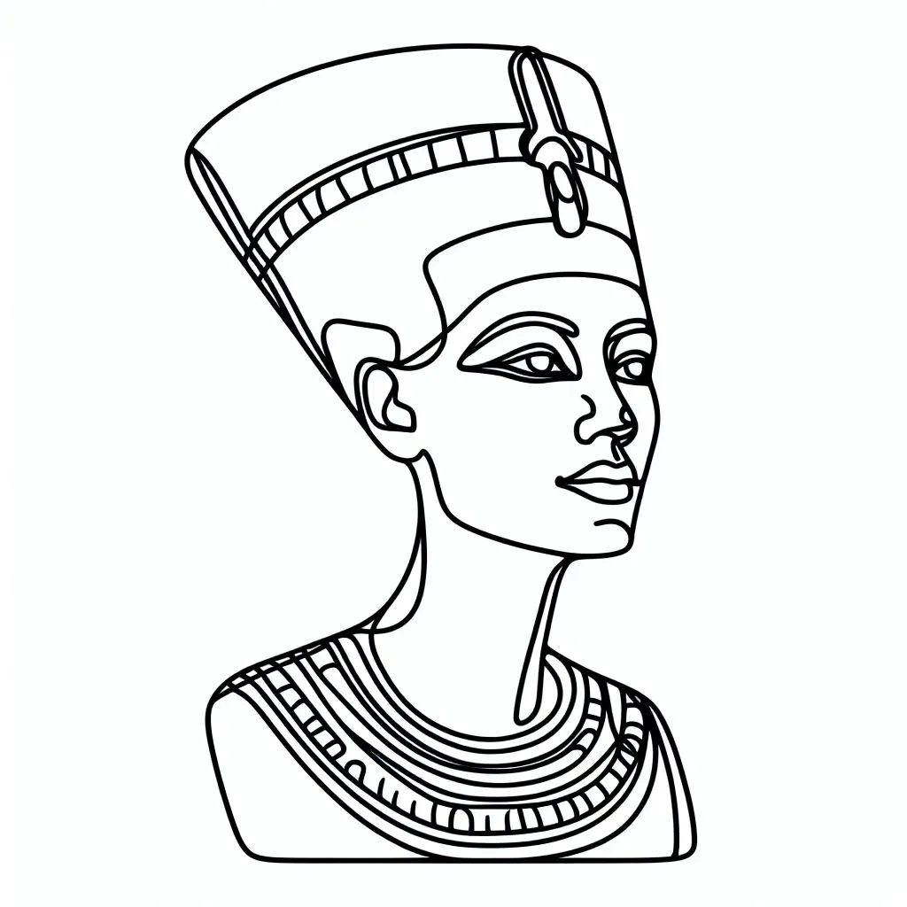 Bust of Nefertiti the Great Royal Wife of Egyptian Pharaoh 👑👩 Coloring Page