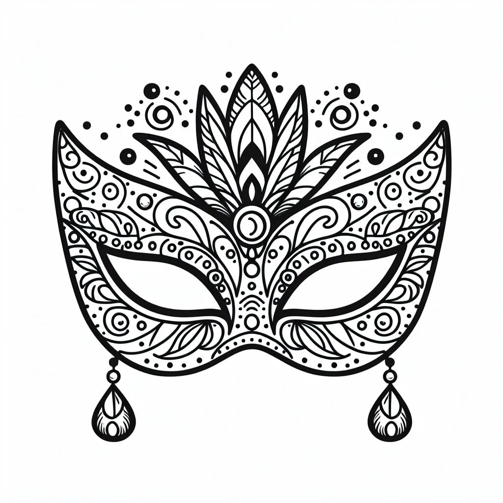 Carnival Mask 🎭 Coloring Page