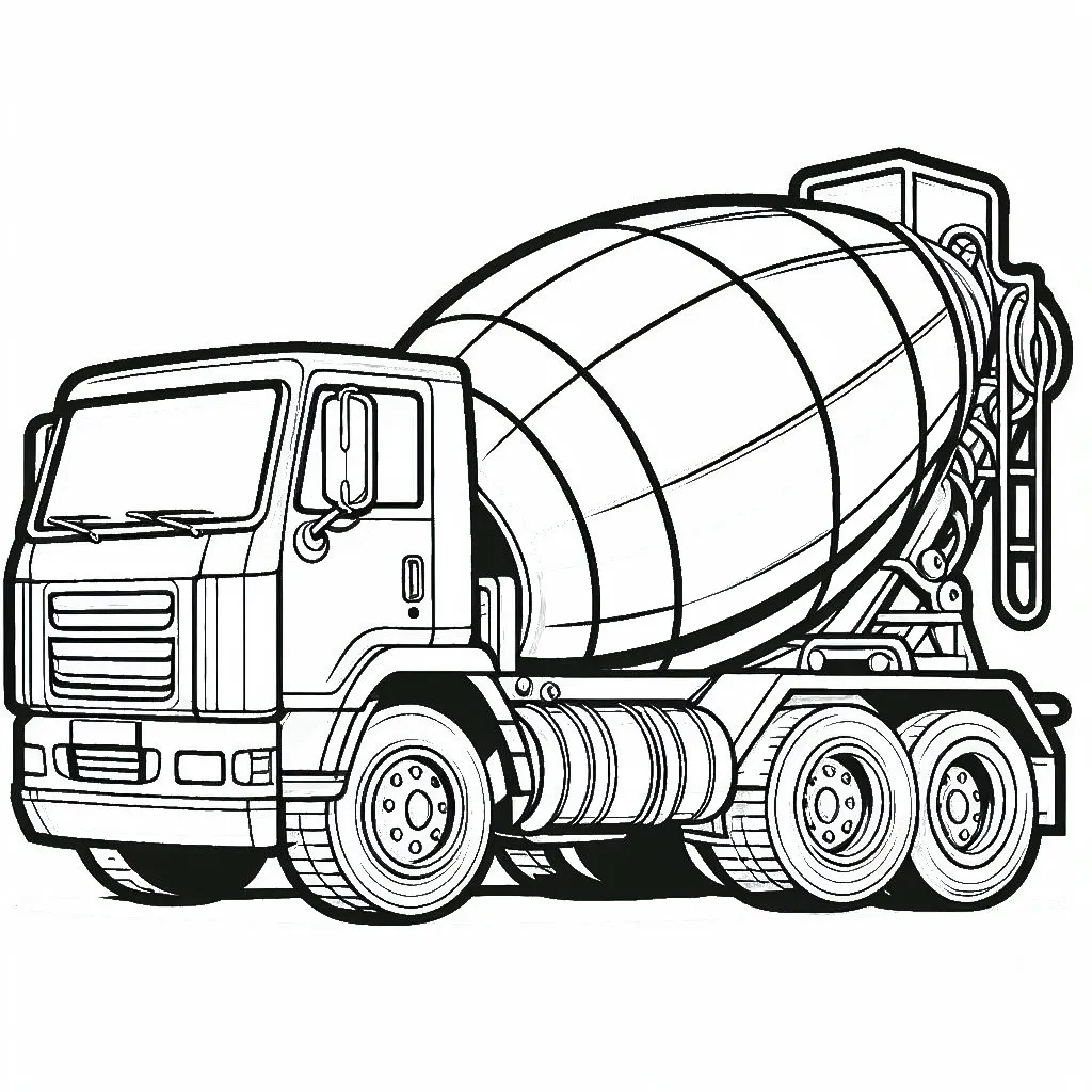 Cement Mixer Truck 🚚🏗️ Coloring Page