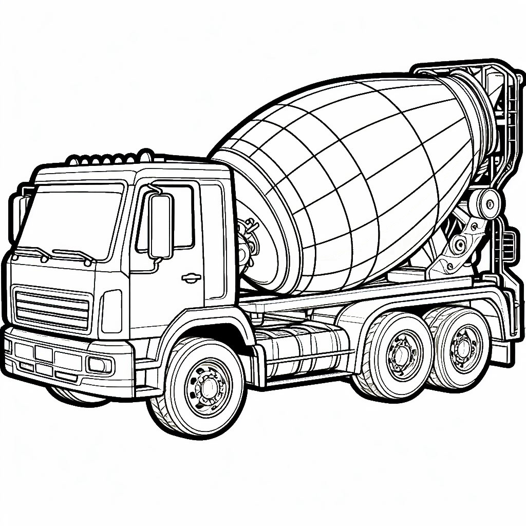 Cement Mixer Truck 🚚🏗️ Coloring Page