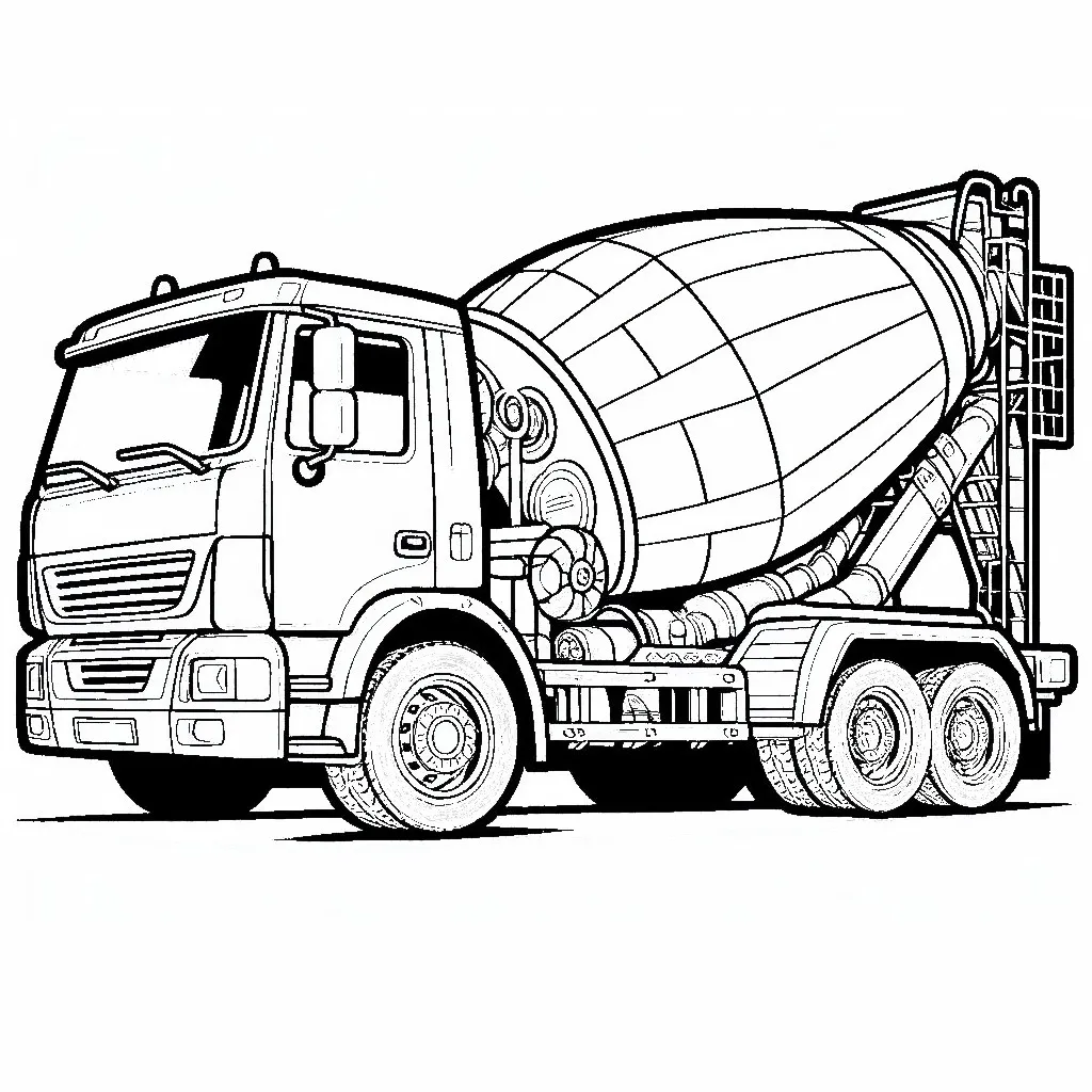 Cement Mixer Truck 🚚🏗️ Coloring Page