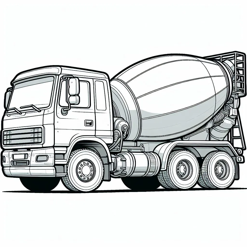 Cement Mixer Truck 🚚🏗️ Coloring Page