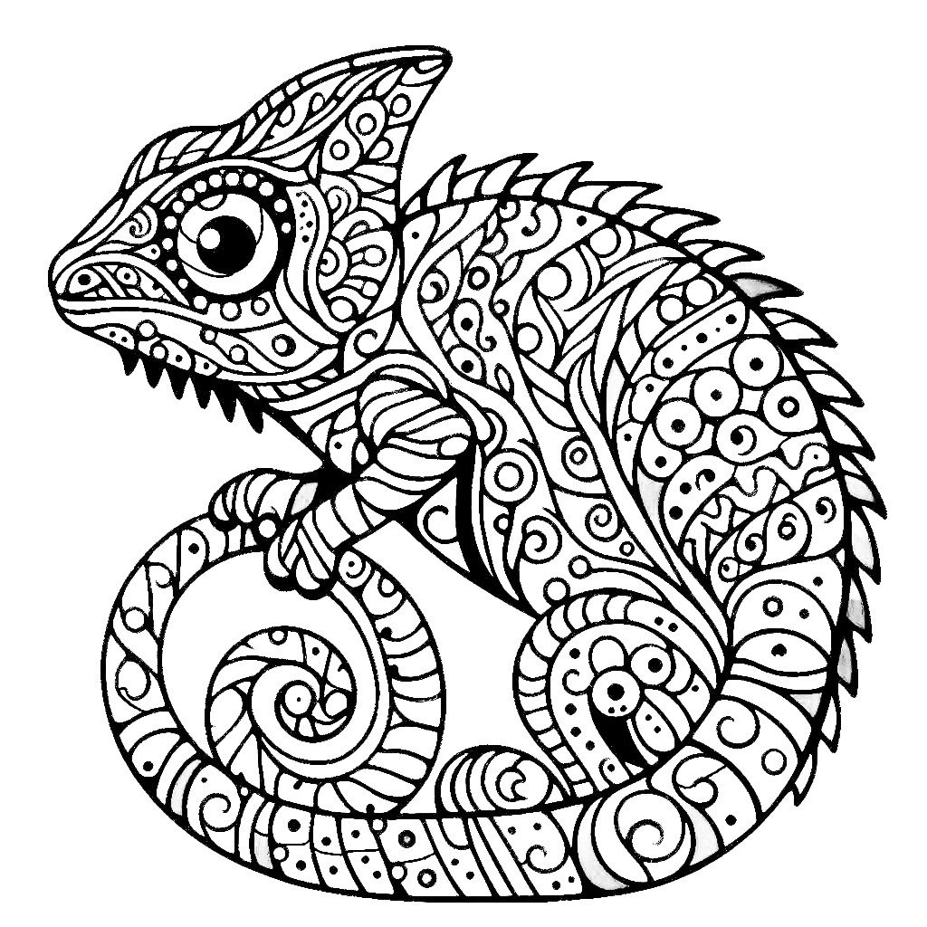 Chameleon 🌈🦎✨ Coloring Page