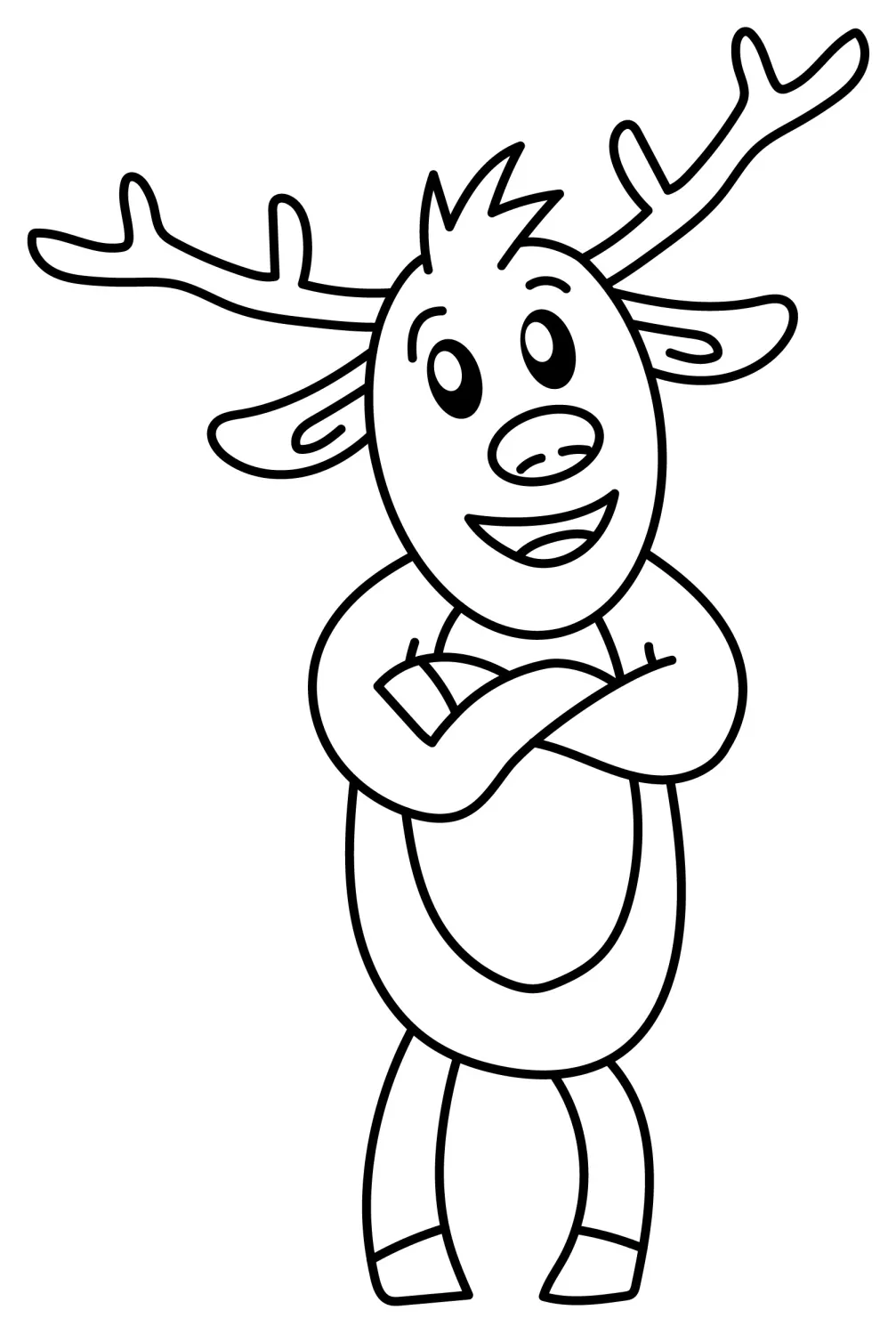 Cheerful Reindeer with Antlers and a Smile 🦌😊🌲 Coloring Page