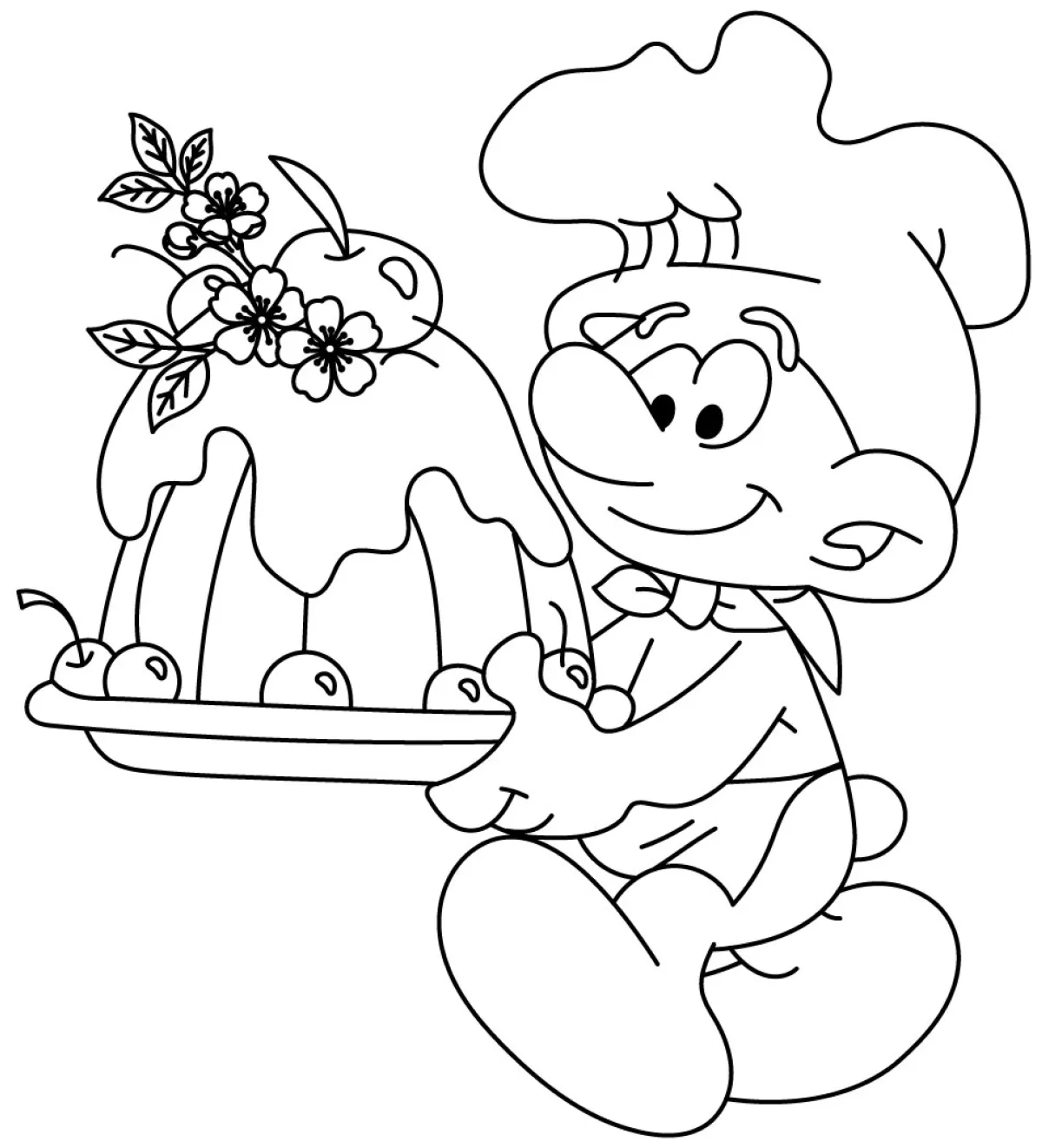 Chef Smurf Baking Delicious Smurfsberry Pie 🍰👨‍🍳🍓 Coloring Page