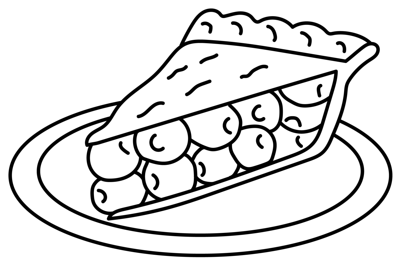 Cherry Pie Slice on a Plate 🥧🍒🍰 Coloring Page