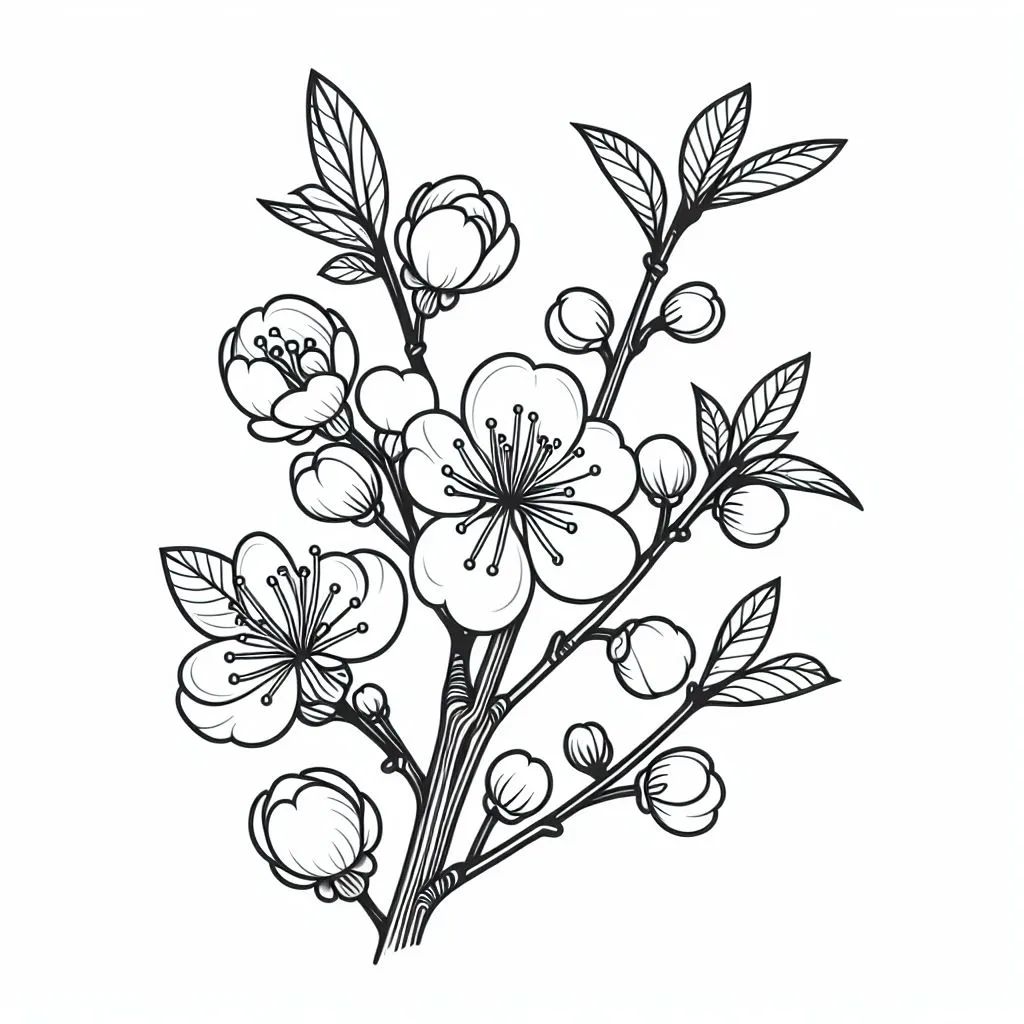 Cherry Blossom 🌸 Coloring Page