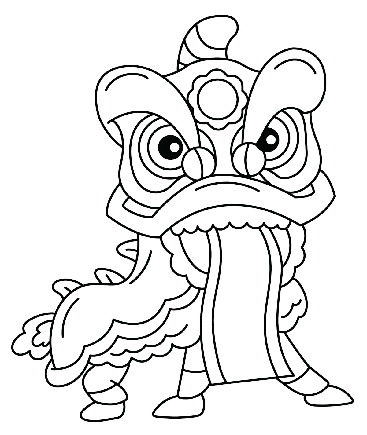 Chinese New Year Lion Dance Coloring Page