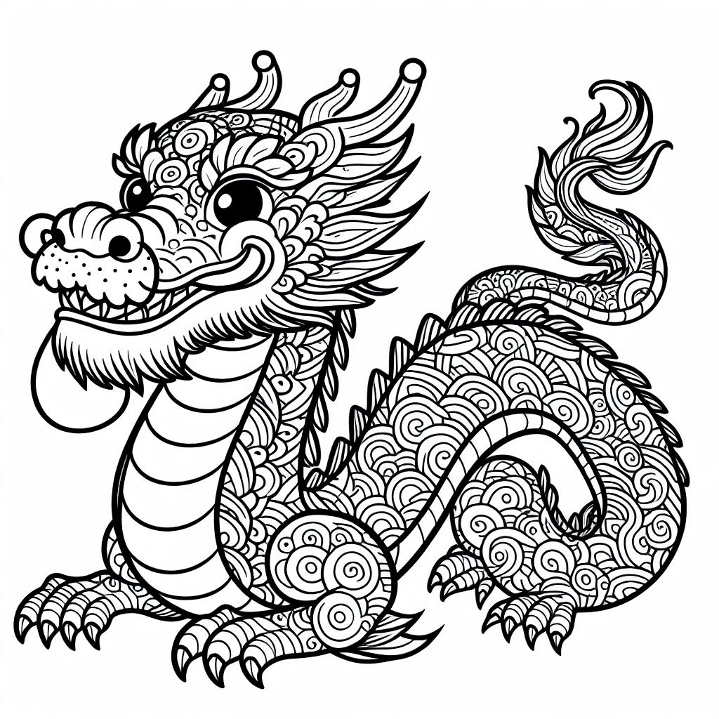 Chinese Dragon 🐉 Coloring Page