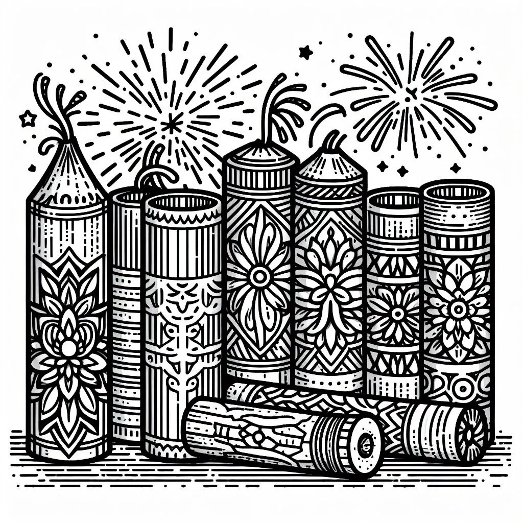 Chinese Fire Crackers for the Chinese Lunar New Year 🎇🧨🎊 Coloring Page