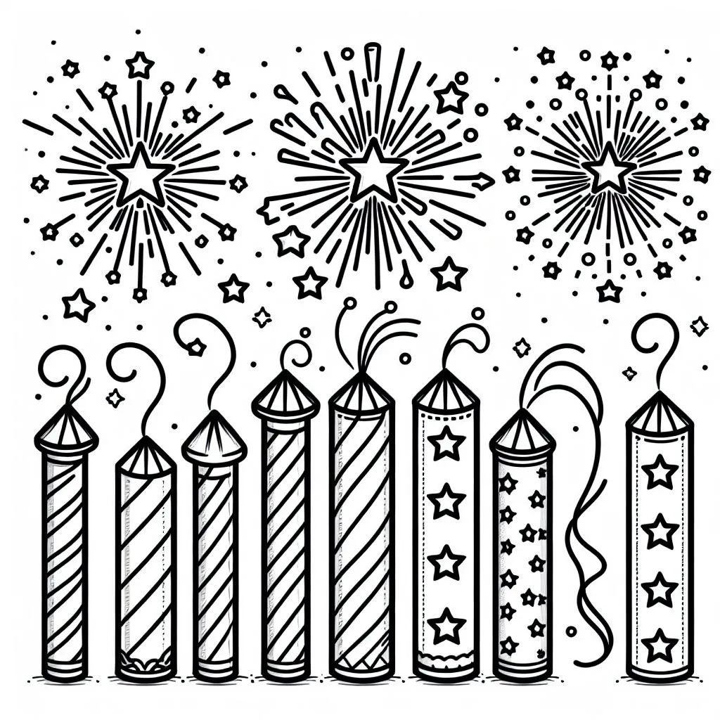 Chinese Fire Crackers for the Chinese Lunar New Year 🎇🧨🎊 Coloring Page