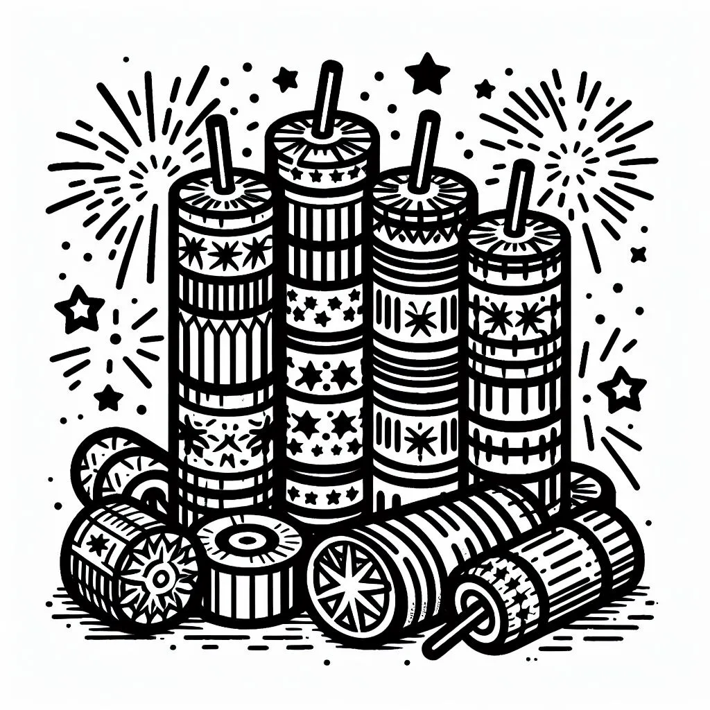Chinese Fire Crackers for the Chinese Lunar New Year 🎇🧨🎊 Coloring Page