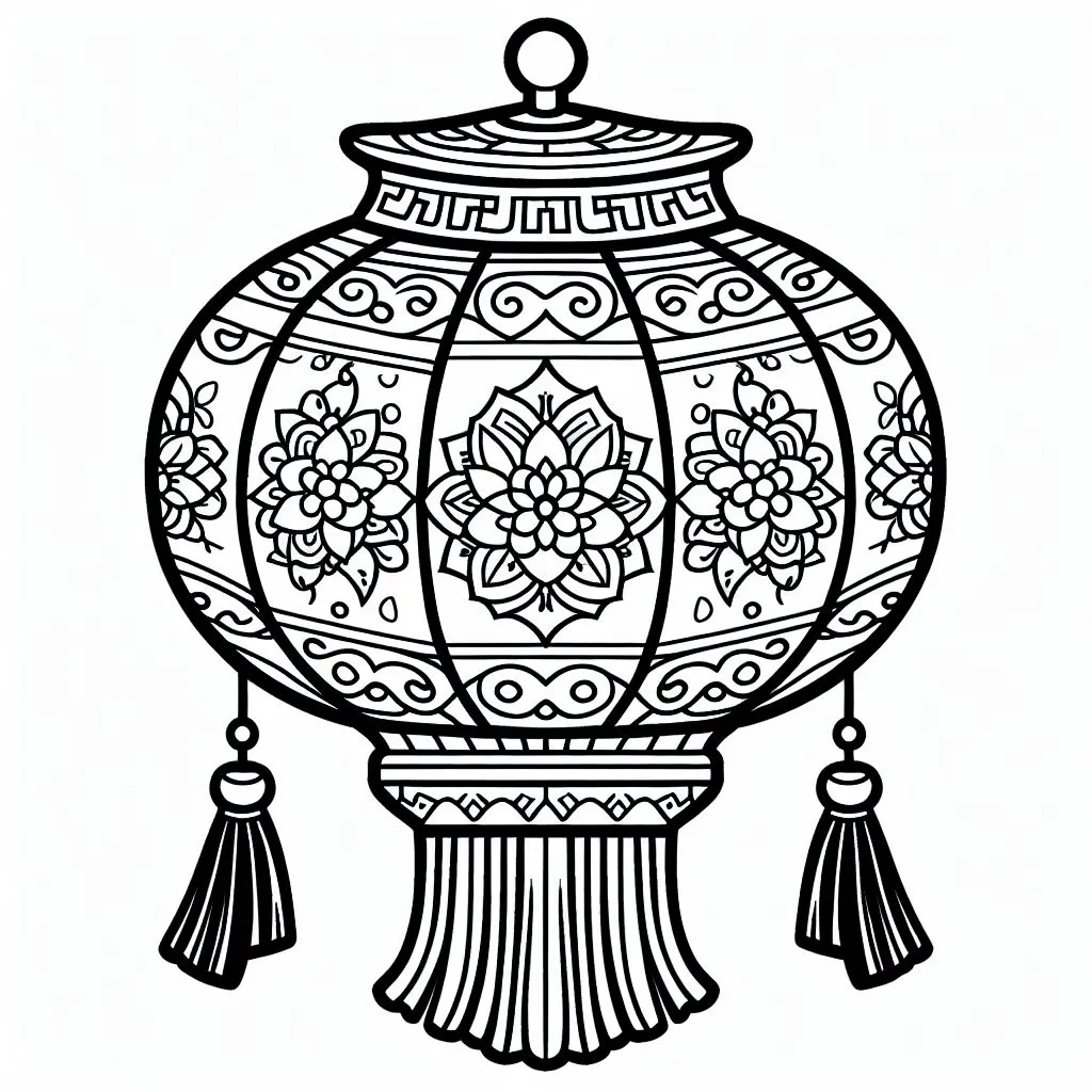Chinese Lantern Decoration for Chinese New Year 🏮 Coloring Page