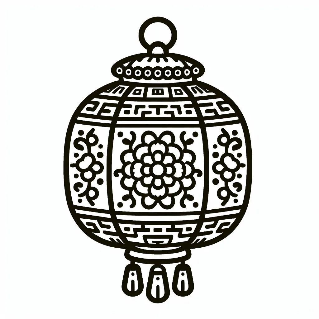 Chinese Lantern Decoration for Chinese New Year 🏮 Coloring Page