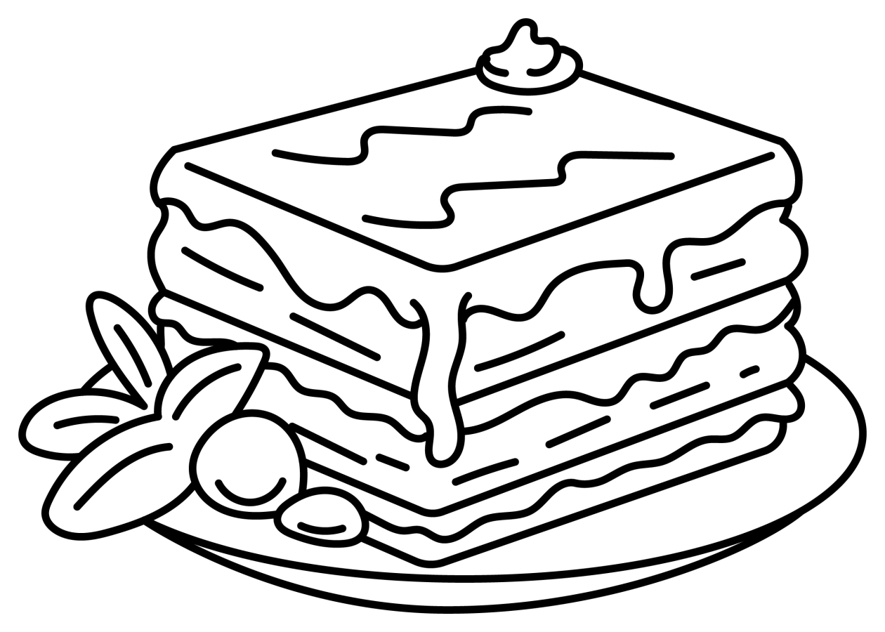 Delicious Chocolate Cake Slice 🍰🍫🍰 Coloring Page