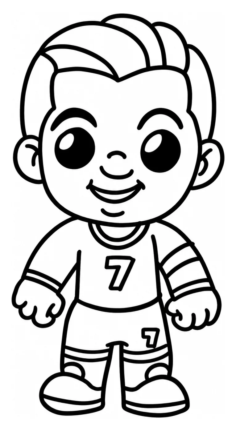 Christiano Ronaldo CR7 Soccer Player with Jersey Number 7 🏆⚽👟 Coloring Page