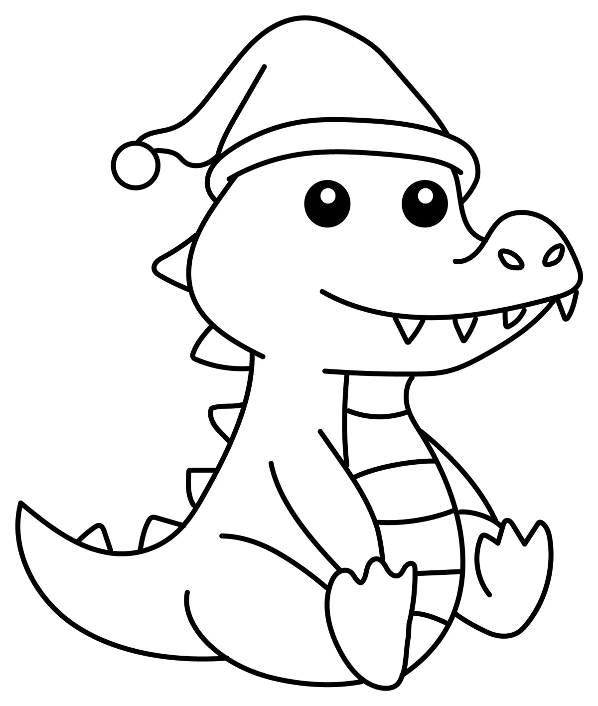 Cute Christmas Dinosaur 🦖🎅🎄 Coloring Page