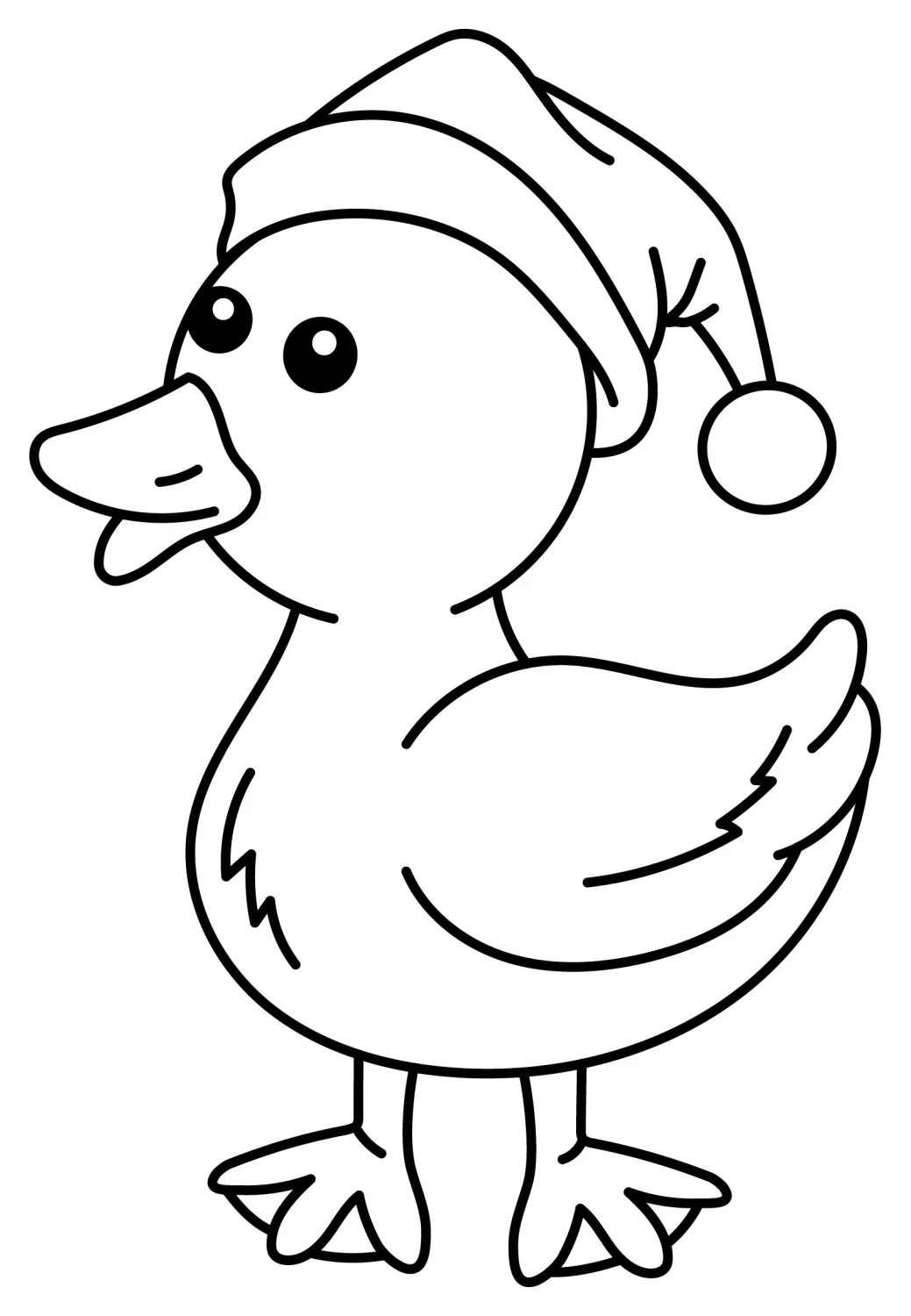Christmas Duck Wearing Santa Hat 🦆🎅🎄 Coloring Page