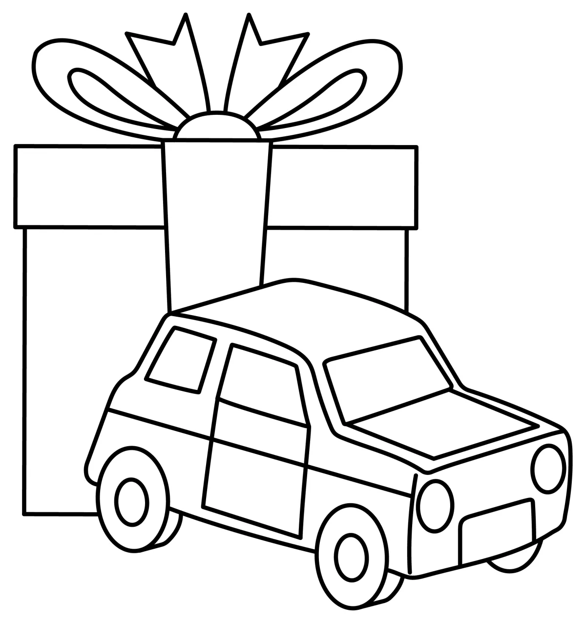 Christmas Gift with a Toy Car 🎁🚗🎄 Coloring Page