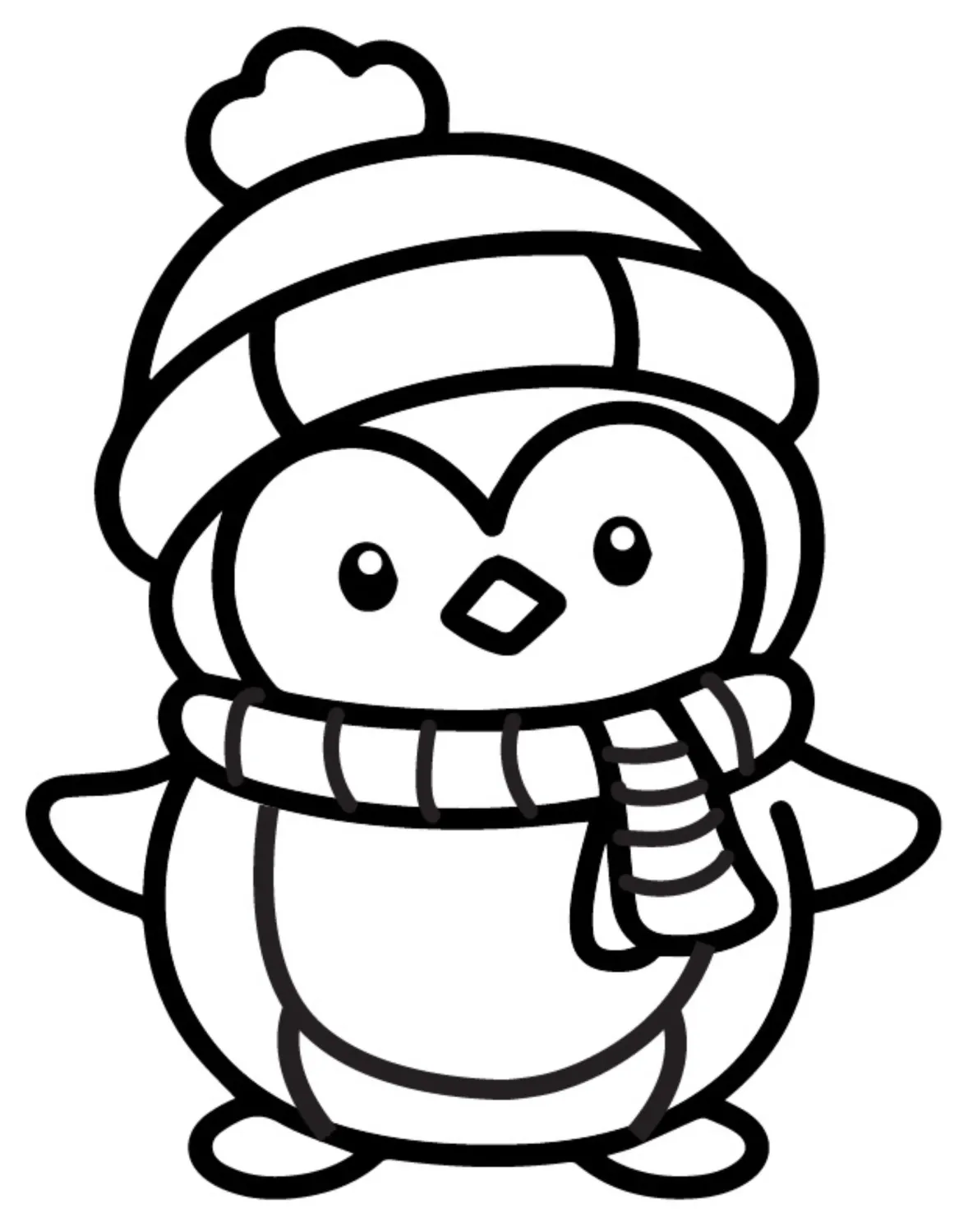 Christmas Penguin 🐧🧣❄️ Coloring Page