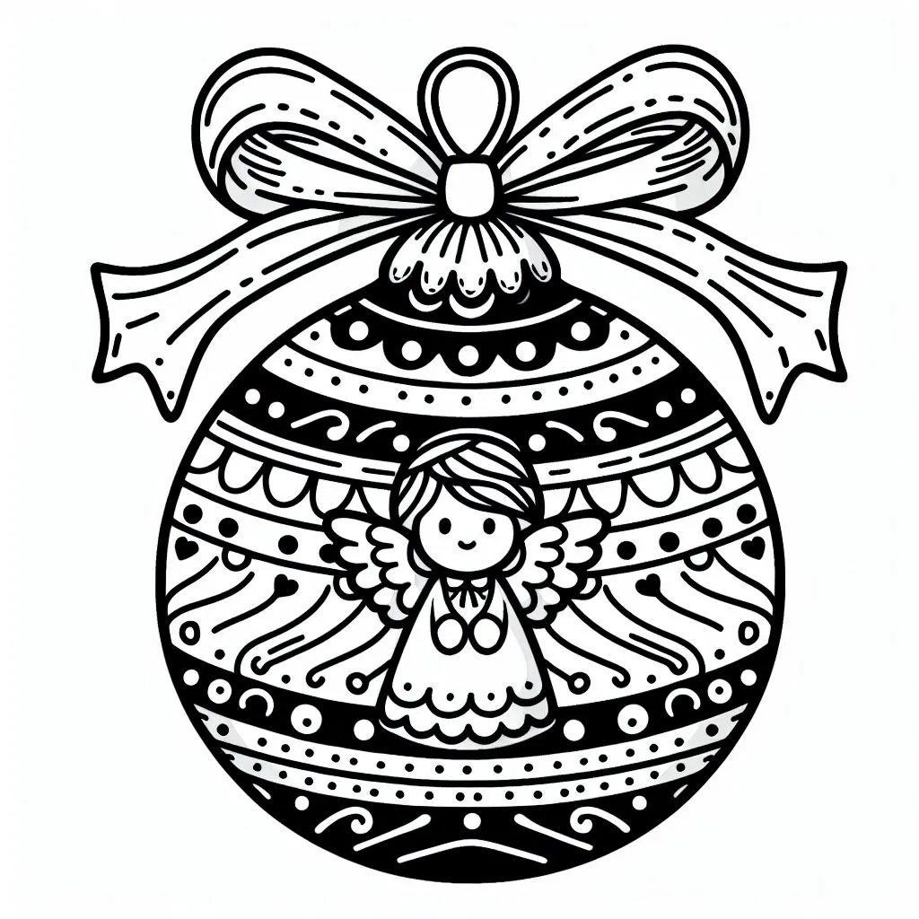 Christmas Bauble with Angel 🎄😇 Coloring Page