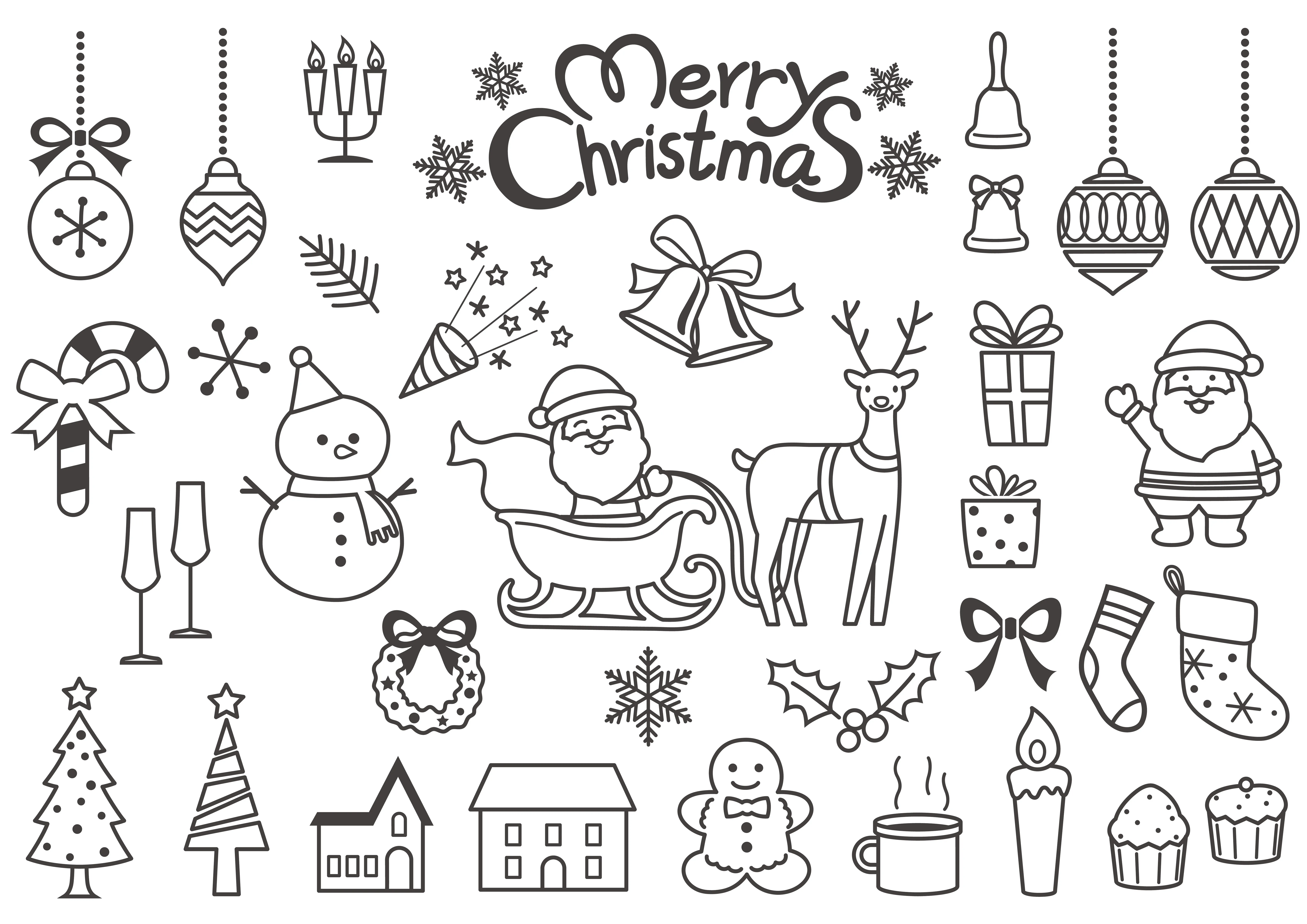 Christmas elements 🎄🔔 Coloring Page