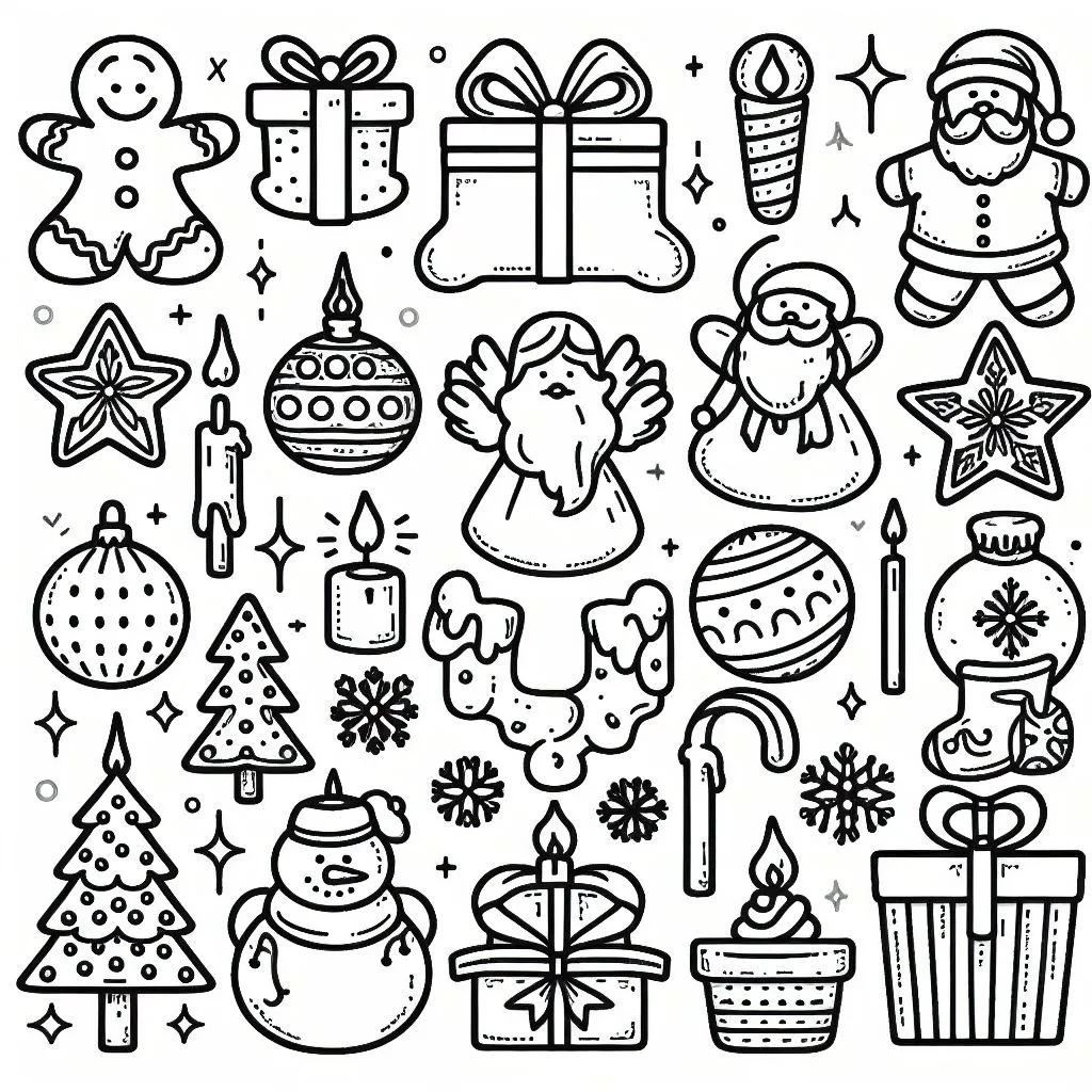Christmas Objects 🎄🎁 Coloring Page