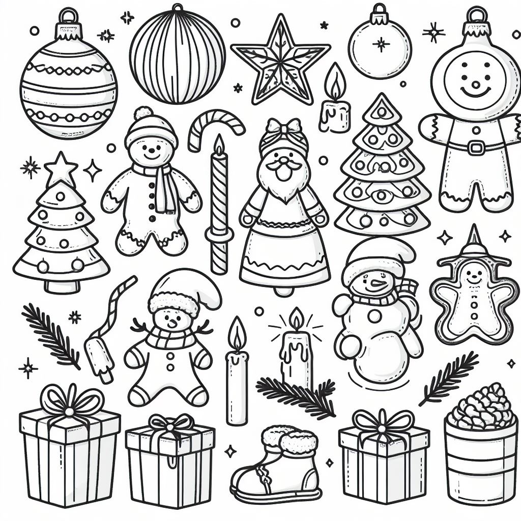 Christmas Objects 🎄🎁 Coloring Page