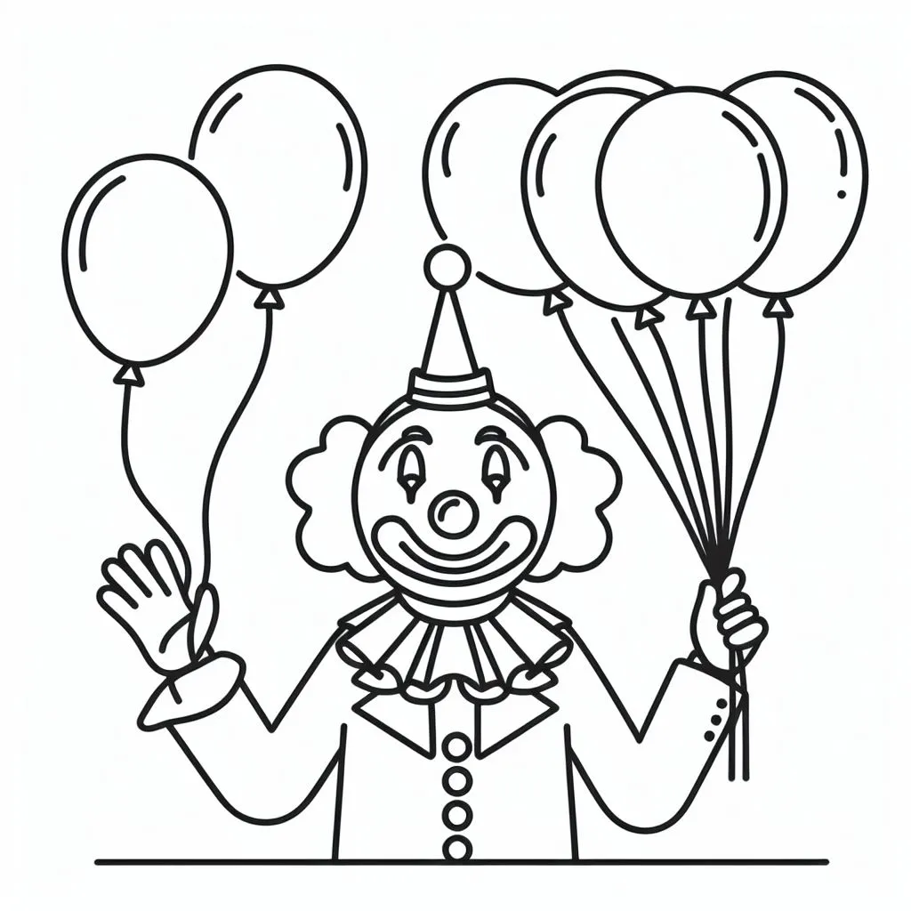 Clown Holding Balloons 🤡🎈 Coloring Page