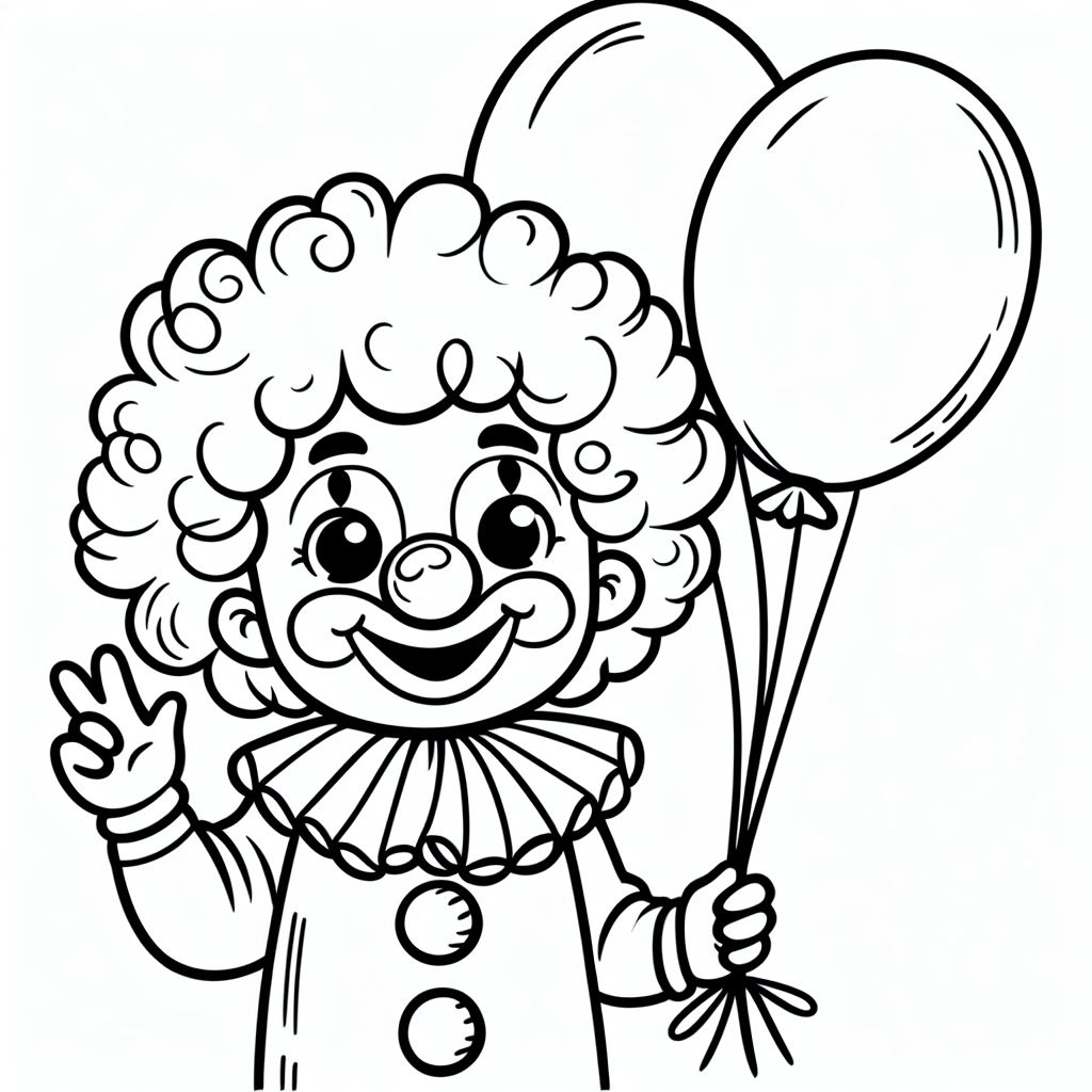 Clown with Balloons 🤡🎈 Coloring Page