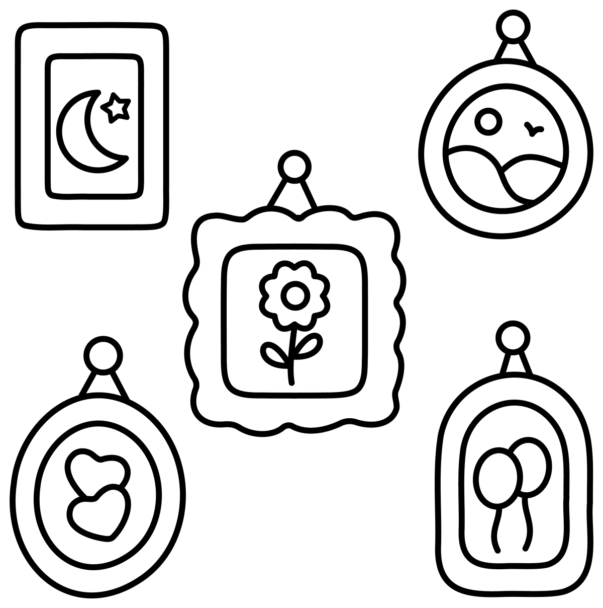 Collection of Cute Decorative Picture Frames 🖼️✨🌸 Coloring Page