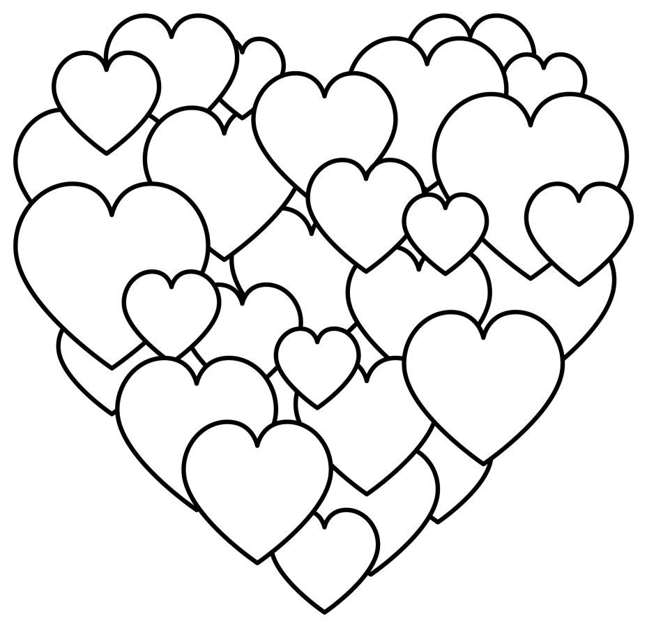 A Lovely Collection of Hearts in Different Sizes and Shapes 💖💘💝 Coloring Page