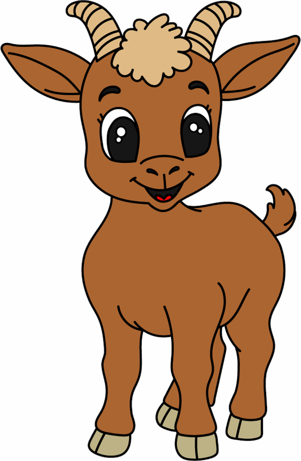 Adorable Baby Goat with Curious Eyes 🐐🤎😊 Coloring Page