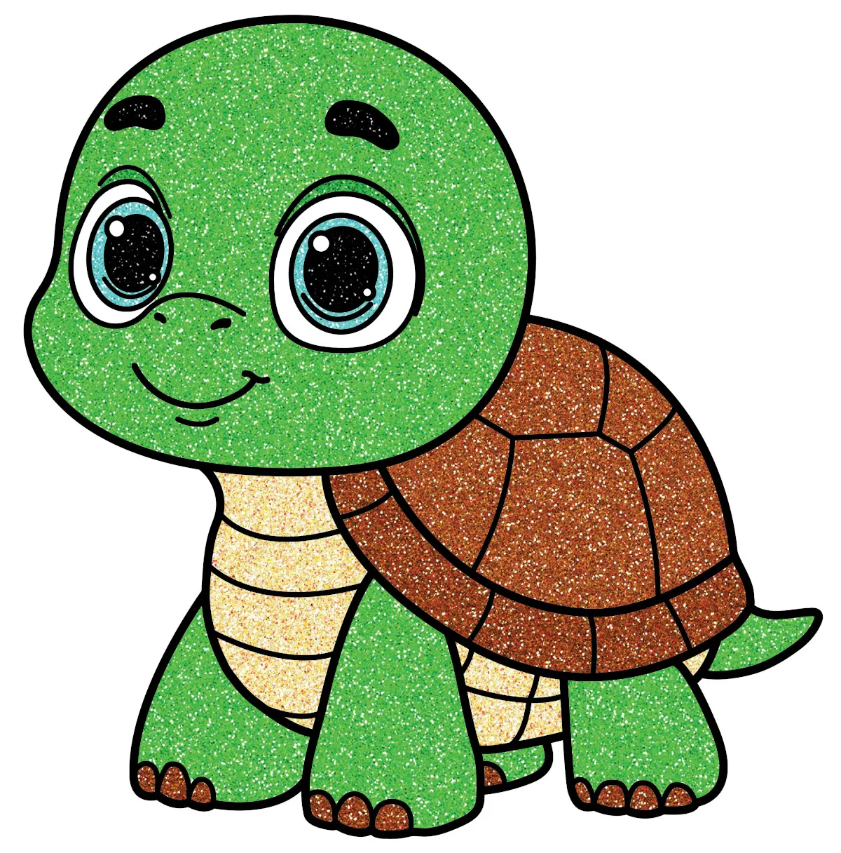 Adorable Baby Turtle Smiling in Cute Cartoon Style 🐢😊 Coloring Page