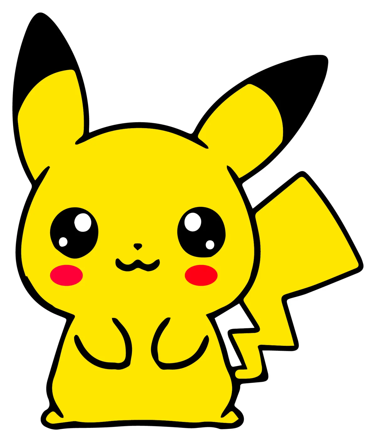 Adorable Pikachu with Pointed Ears and Red Cheeks 🐾🌟💛 Coloring Page